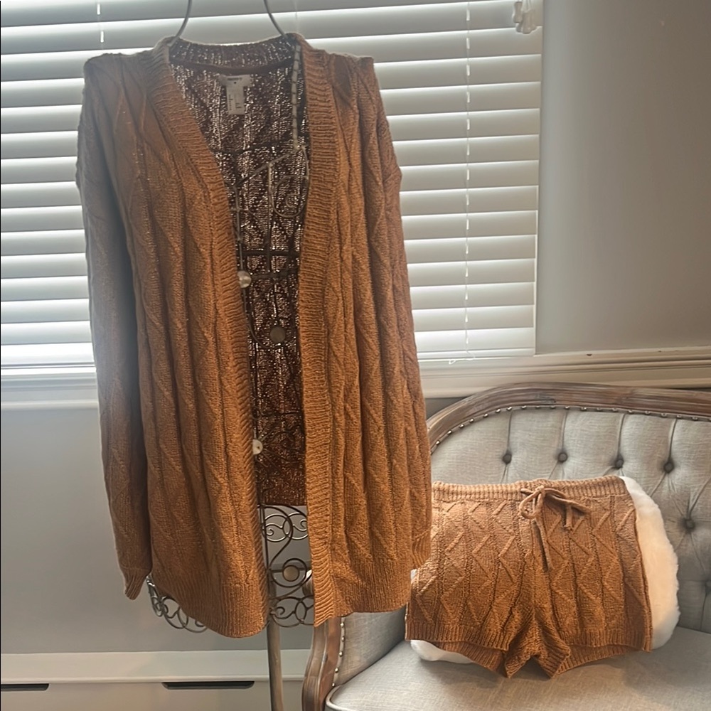 Forever 21 Brown Cardigan Sweater Set